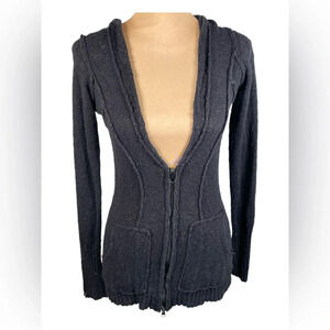 Buckle Daytrip Heather Gray‎ Distressed Long Sleeve Hooded Cardigan Small